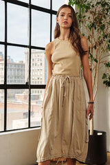 ADORA Drawstring Sleeveless Washed Dress