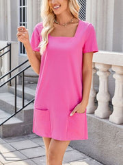 Lovelet Square Neck Short Sleeve Mini Tee Dress