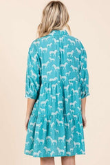 Mittoshop Zebra Print Button Down Shirt Mini Dress