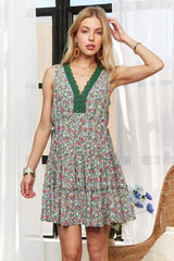 ADORA Lace Detail V-Neck Sleeveless Mini Dress
