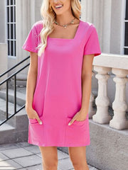 Lovelet Square Neck Short Sleeve Mini Tee Dress