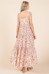 Mittoshop Flower Print Tiered Sleeveless Empire Maxi Dress