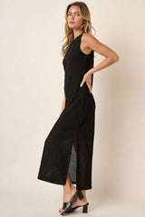 Mittoshop Side Slit Round Neck Sleeveless Dress